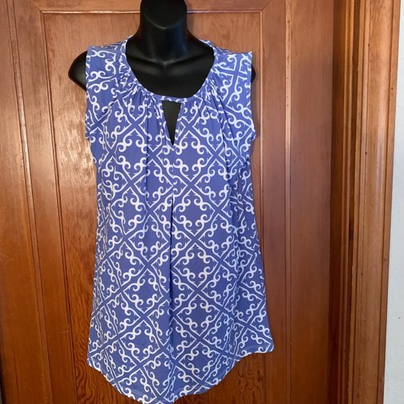NWT Michelle Parisou Purple and White Sleeveless Tunic Size S - Picture 1 of 14
